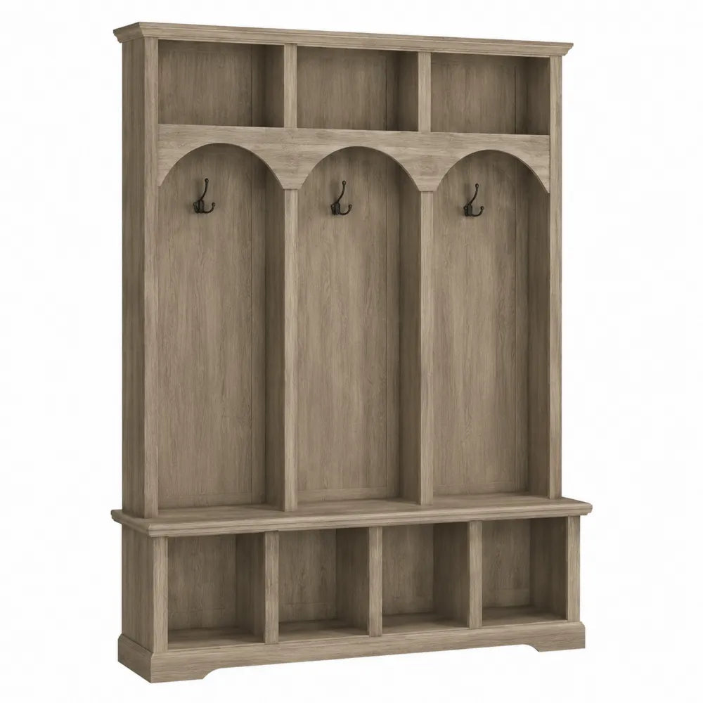 Perchero de Entrada de Madera con Ganchos y Estantes 190x120x35 cm Roble