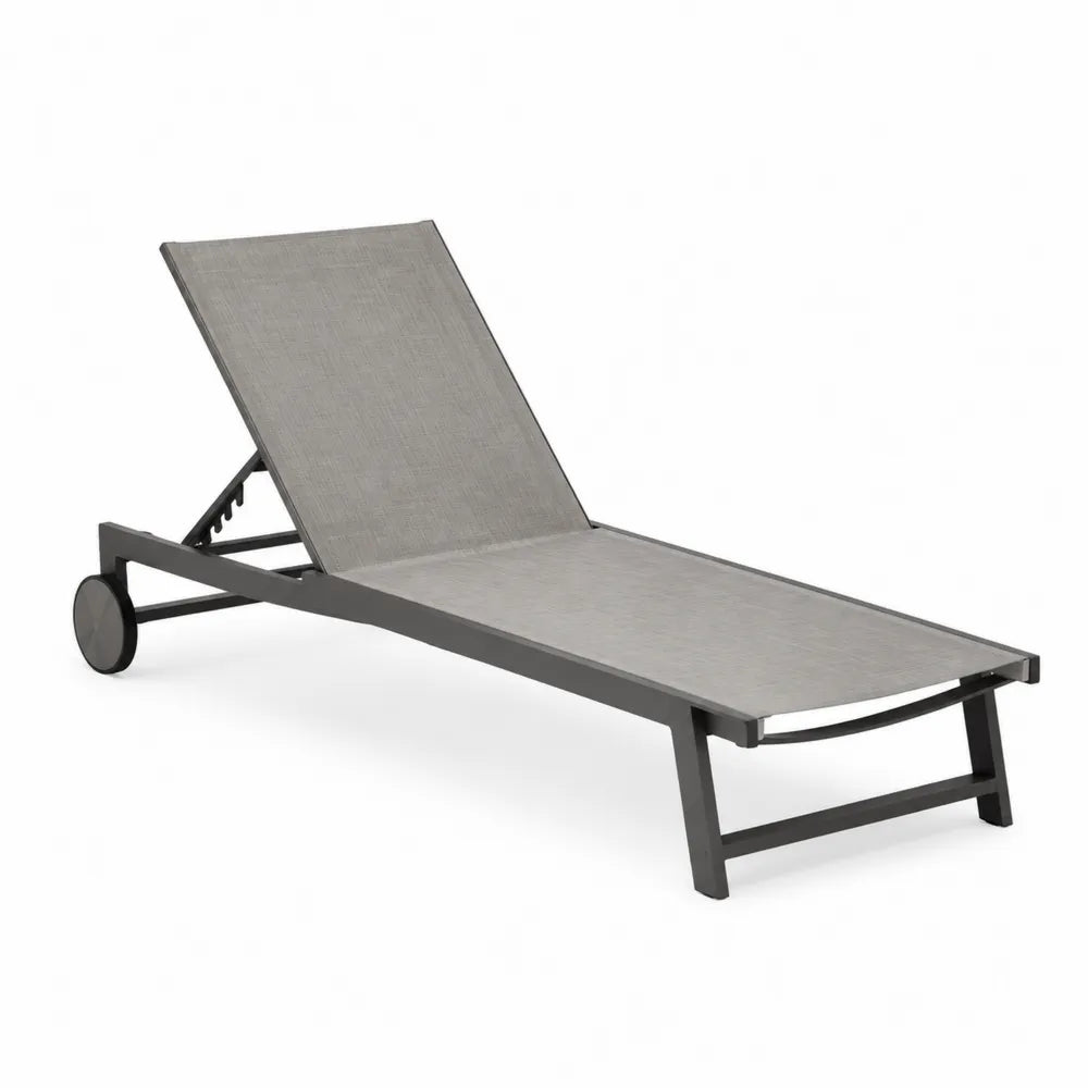 Tumbona de aluminio y textilene gris con respaldo ajustable