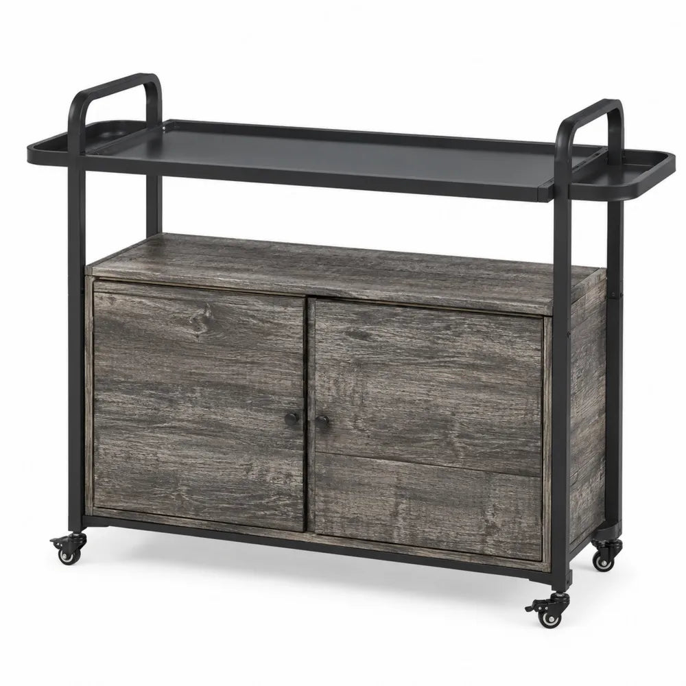 Carrito de aglomerado y metal con ruedas, 76x40x86 cm