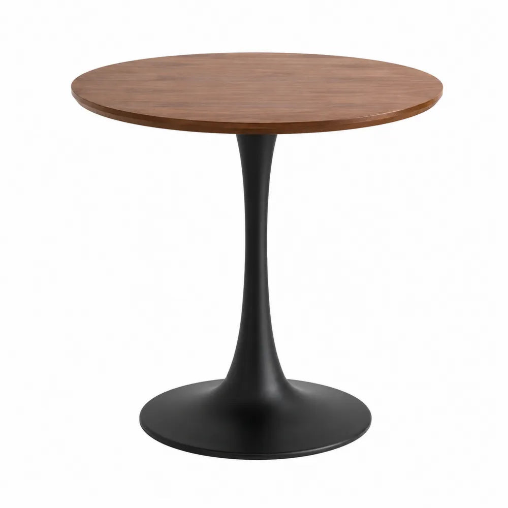 Mesa redonda de madera y metal negro 75 cm