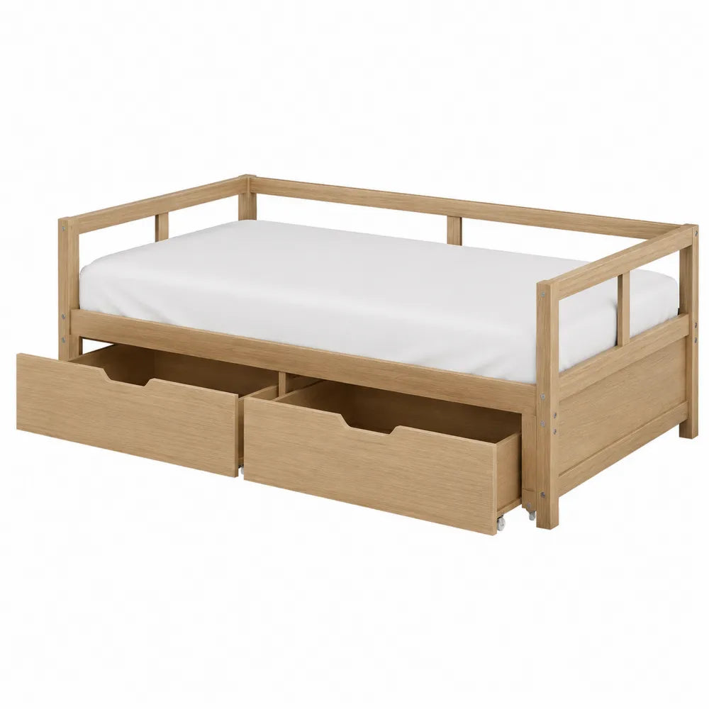 Cama Nido de Madera de Roble con Cajones