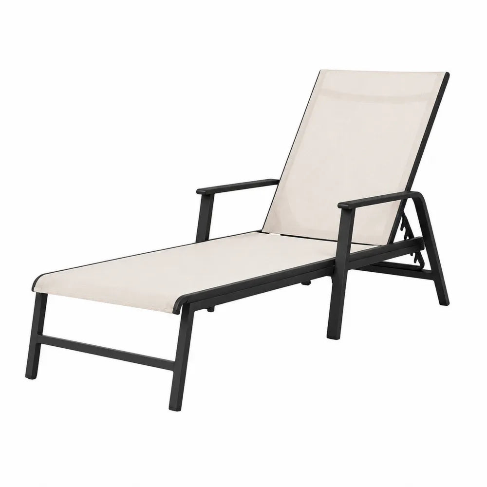 Tumbona de jardín de aluminio y poliéster beige 200x65x35 cm
